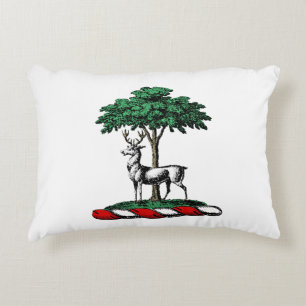 Hirsch am Baum Heraldisch Wappenschild Emblem Zierkissen