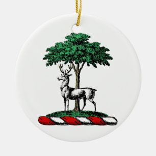 Hirsch am Baum Heraldische Wappen-Emblem Keramikornament