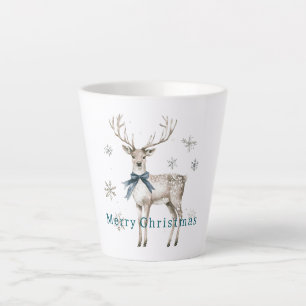 Hirsch Blaues Band Schneeflocken Weihnachten Milchtasse