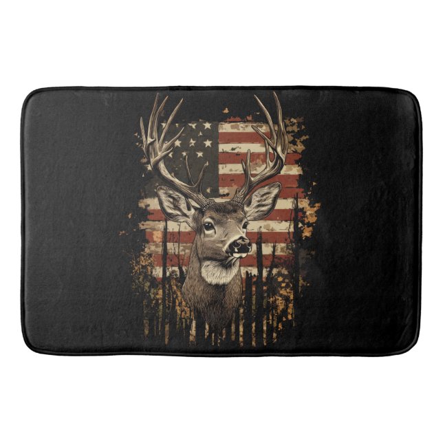 Hirsch, Bock Saison USA-Flagge Badematte (Vorderseite)