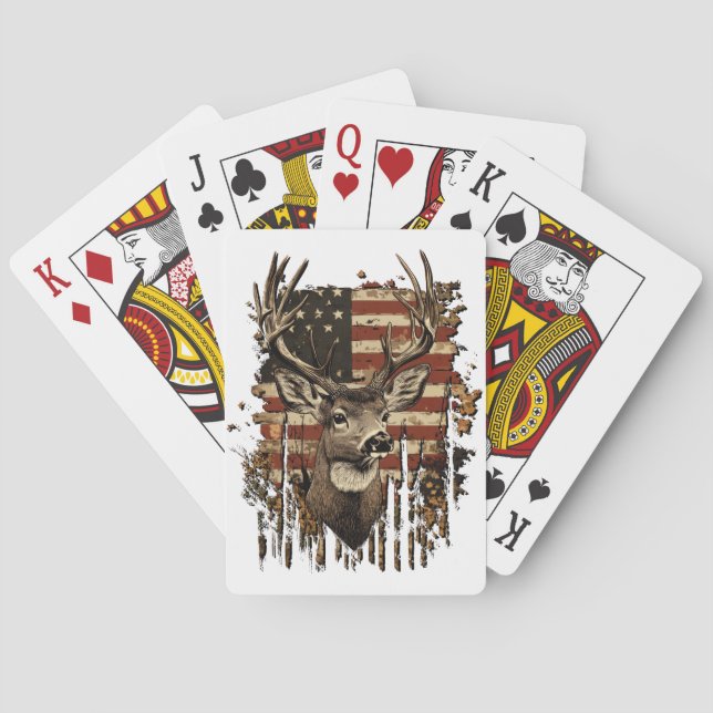 Hirsch, Bock-Saison USA-Flagge Spielkarten (Rückseite)
