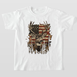 Hirsch, Bock-Saison USA-Flagge T-Shirt