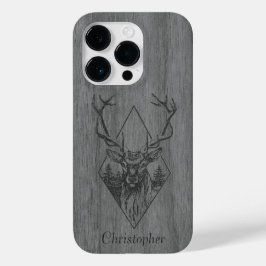Hirsch - eingraviertes Holz - Holz Case-Mate iPhone 14 Pro Hülle
