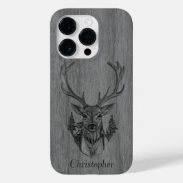 Hirsch - eingraviertes Holz - Holz Case-Mate iPhone 14 Pro Hülle