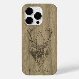 Hirsch - eingraviertes Holz - Holz Case-Mate iPhone 14 Pro Hülle