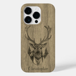 Hirsch - eingraviertes Holz - Holz Case-Mate iPhone 14 Pro Hülle