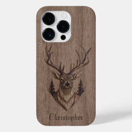 Hirsch - eingraviertes Holz - Holz Case-Mate iPhone 14 Pro Hülle