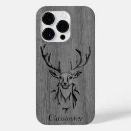 Hirsch - eingraviertes Holz - Holz Case-Mate iPhone 14 Pro Hülle