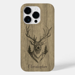 Hirsch - eingraviertes Holz - Holz Case-Mate iPhone 14 Pro Hülle