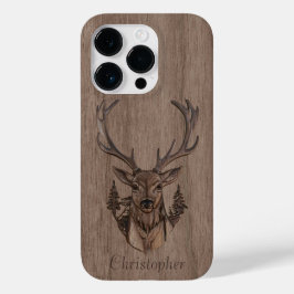 Hirsch - eingraviertes Holz - Holz Case-Mate iPhone 14 Pro Hülle