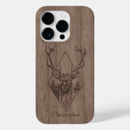 Hirsch - eingraviertes Holz - Holz Case-Mate iPhone 14 Pro Hülle