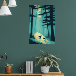 Hirsch Es schneit! Kunst der Minimalistischen Wint Poster