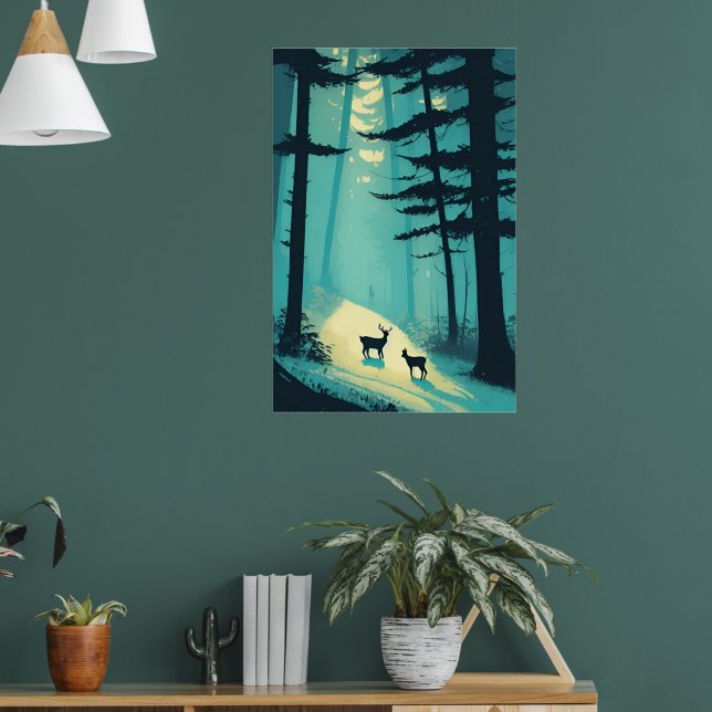 Hirsch Es schneit! Kunst der Minimalistischen Wint Poster (Wohnzimmer 1)