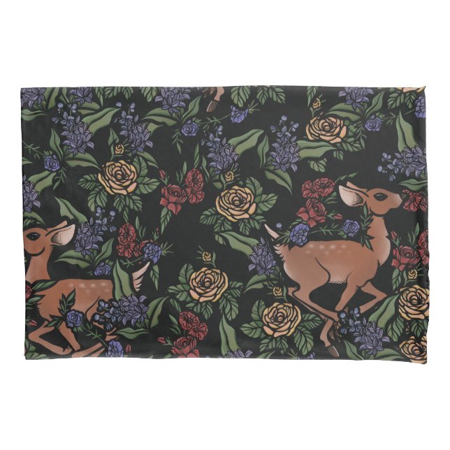 Hirsch Fawn Floral Pattern Kissenbezug (Vorderseite)
