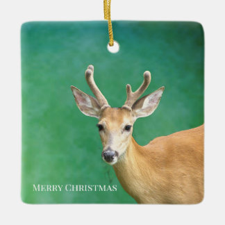 Hirsch-Foto-Ornament Keramikornament