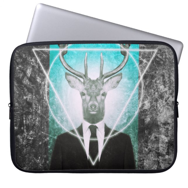 Hirsch im Anzug Laptopschutzhülle (Vorderseite)