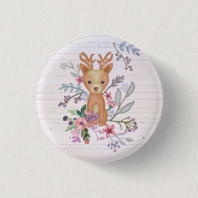 Hirsch im Busch Button (Vorderseite)