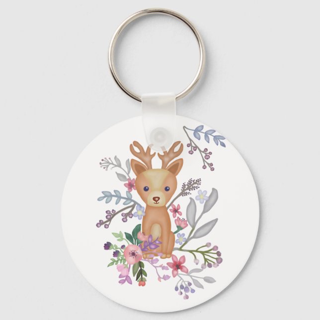 Hirsch im Busch Schlüsselanhänger (Vorderseite)