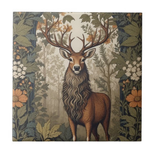 Hirsch im Wald - Inspiriert von William Morris  Fliese