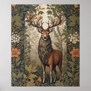 Hirsch im Wald Inspiriert von William Morris Poster
