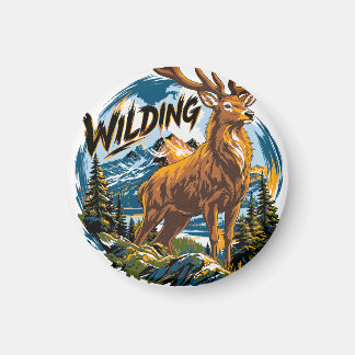Hirsch in der Berglandschaft Magnet