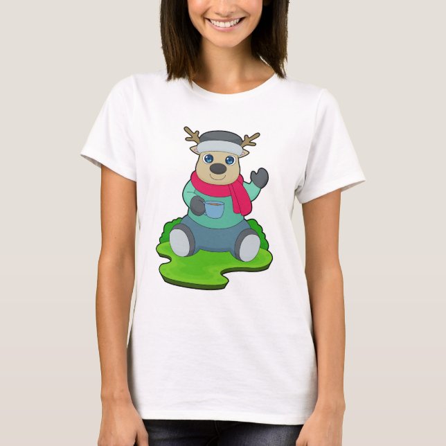 Hirsch Kaffeetasse T-Shirt (Vorderseite)