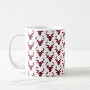 Hirsch Karo Dunkelrot Burgund Kaffeetasse