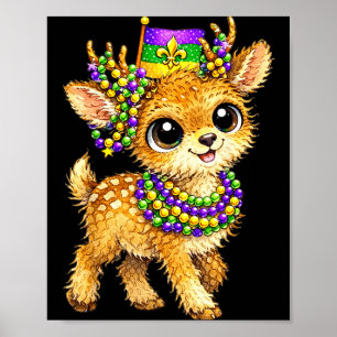 Hirsch Mardi Gras Nola Party Perlen Süße Kinder Ju Poster