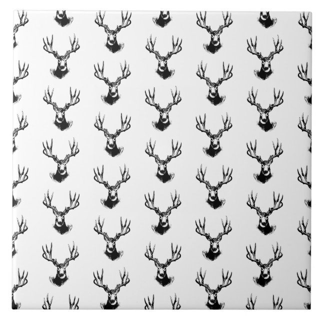 Hirsch mit Antlers Muster CUSTOM HINTERGRUNDFARBE Fliese (Vorderseite)