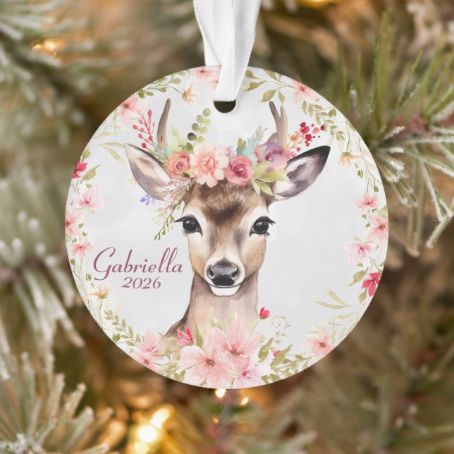 Hirsch mit Blumenkrone Ornament (Baum)