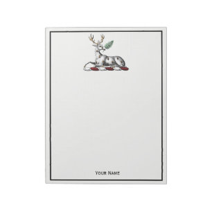 Hirsch mit Farn Heraldische Helmzier Emblem Notizblock