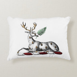 Hirsch mit Farn Heraldische Wappen-Emblem Zierkissen