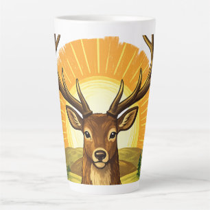 Hirsch mit Geweih Sonnenuntergang Wald Jäger Gesch Milchtasse