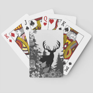 Hirsch mit großem Geweih aus dem Wald  Spielkarten