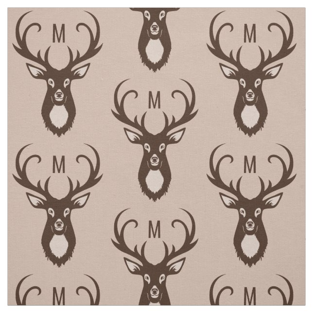 Hirsch mit Ihrem Monogramm-Gewebe Stoff (Muster)