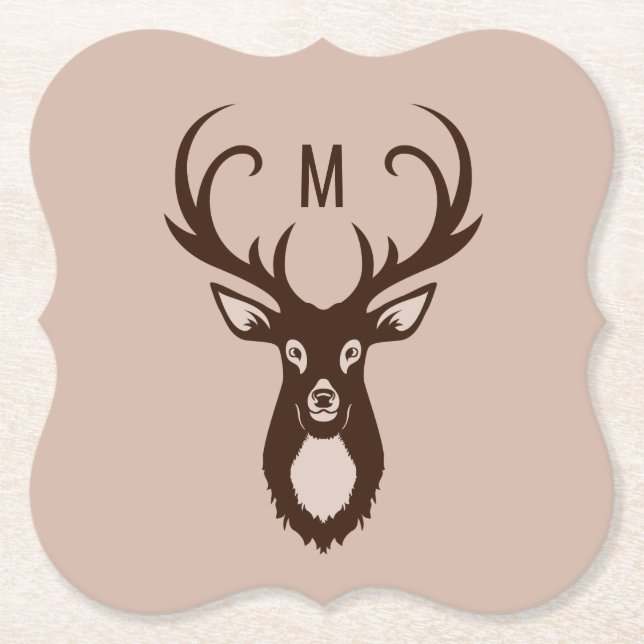 Hirsch mit Ihren Monogramm-Papier-Untersetzer Untersetzer (Vorderseite)