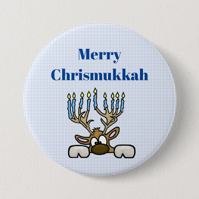 Hirsch mit Menorah Antlers Chrismukkah Button (Vorderseite)