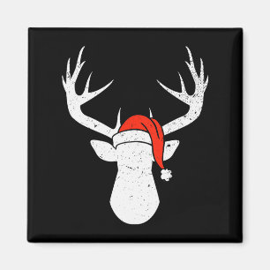 Hirsch mit Santa-Hut Weihnachts-Pyjama-Jagd-Gesche Magnet