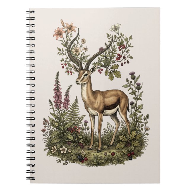 Hirsch mit Wildblume  Notizblock (Vorderseite)