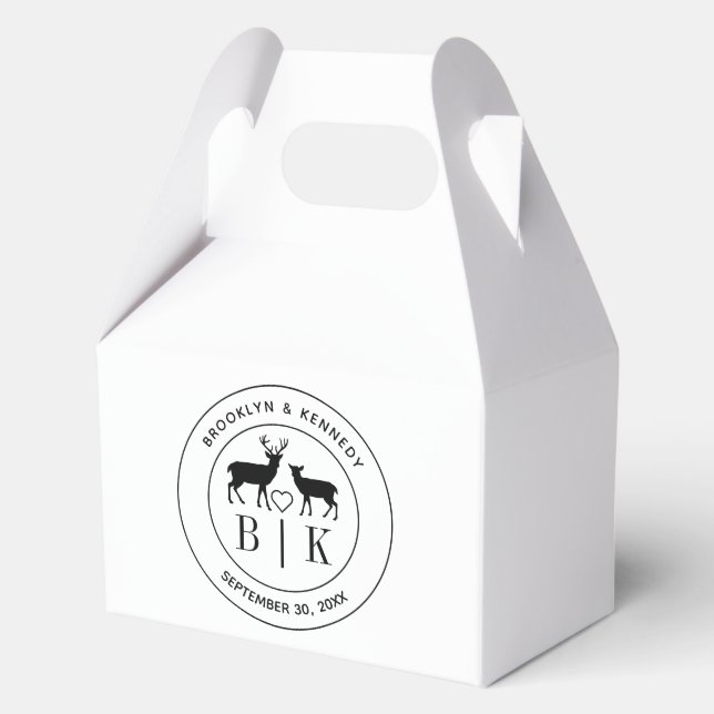 Hirsch Monogram Rustic Country Wedelname Geschenkschachtel (Vorderseite)