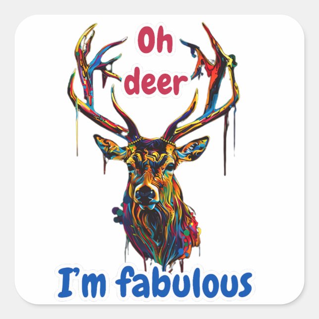 Hirsch Quadratischer Aufkleber (Vorderseite)