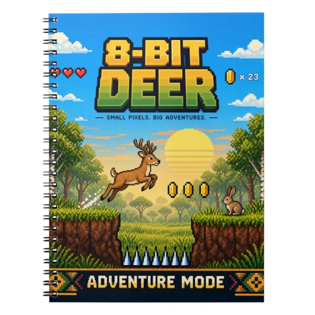 Hirsch, Retro-8-Bit-Pixelkunst Notizblock (Vorderseite)