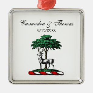 Hirsch Rothirsch bei Baum Heraldik-Wappen-Emblem Ornament Aus Metall