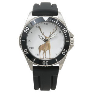 Hirsch Rothirsch Geweih Tier Jäger Natur Uhr