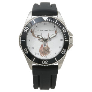 Hirsch Rotwild Geweih Tier Jäger Natur Uhr