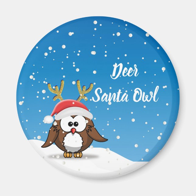 Hirsch Santa Owl Magnet (Vorne)