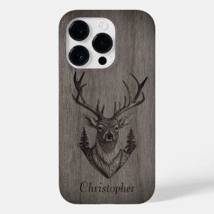 Hirsch - Schnittholz - Personalisiertes Holz Case-Mate iPhone 14 Pro Hülle