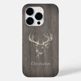 Hirsch - Schnittholz - Personalisiertes Holz Case-Mate iPhone 14 Pro Hülle