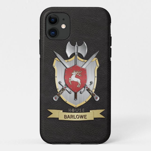 Hirsch Sigil Kampf-Wappen-Schwarzes Case-Mate iPhone Hülle (Rückseite)