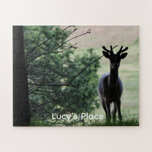 Hirsch-Silhouette-Wald-Foto-Personalisiertes-Puzzl